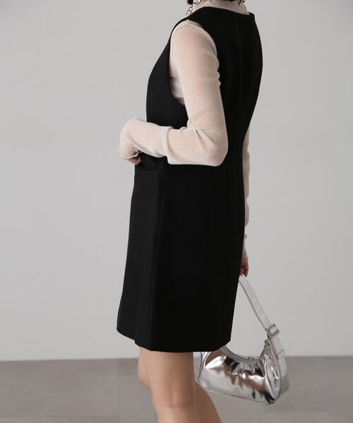 FREE'S MART(フリーズマート)の「ジップ使いミニジャンスカ(ワンピース・レディース・グレー/ブラック/ベージュ・SMALL/MEDIUM)」の9枚目の写真