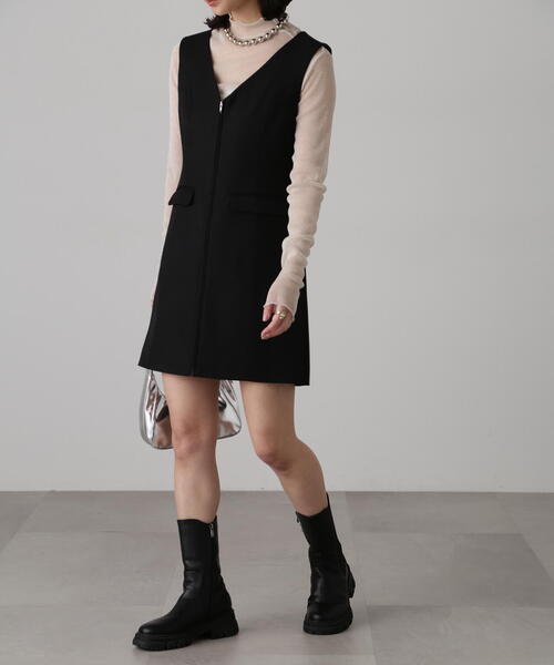 FREE'S MART(フリーズマート)の「ジップ使いミニジャンスカ(ワンピース・レディース・グレー/ブラック/ベージュ・SMALL/MEDIUM)」の11枚目の写真