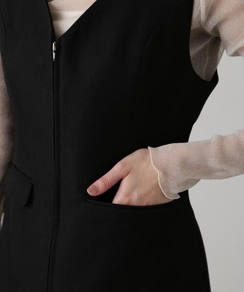 FREE'S MART(フリーズマート)の「ジップ使いミニジャンスカ(ワンピース・レディース・グレー/ブラック/ベージュ・SMALL/MEDIUM)」の14枚目の写真