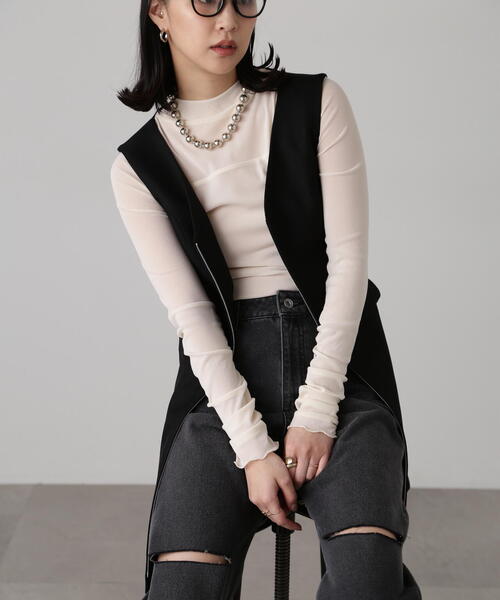 FREE'S MART(フリーズマート)の「ジップ使いミニジャンスカ(ワンピース・レディース・グレー/ブラック/ベージュ・SMALL/MEDIUM)」の16枚目の写真