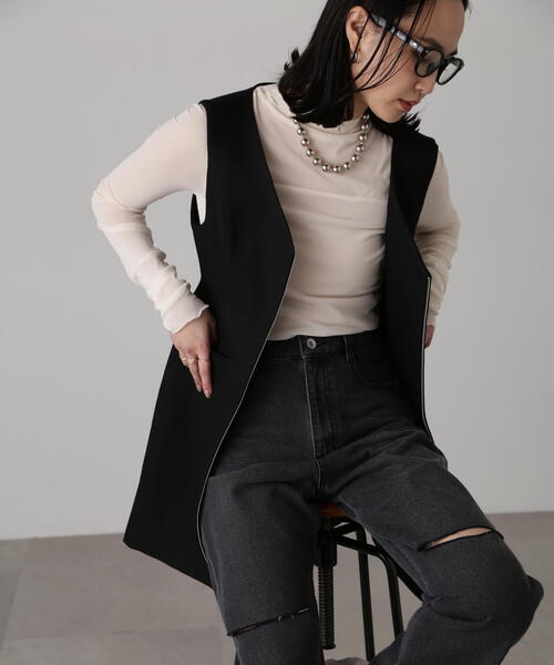 FREE'S MART(フリーズマート)の「ジップ使いミニジャンスカ(ワンピース・レディース・グレー/ブラック/ベージュ・SMALL/MEDIUM)」の17枚目の写真