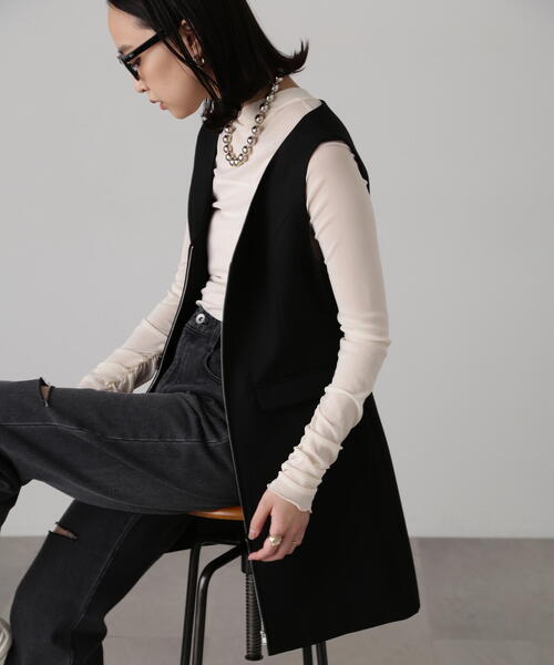 FREE'S MART(フリーズマート)の「ジップ使いミニジャンスカ(ワンピース・レディース・グレー/ブラック/ベージュ・SMALL/MEDIUM)」の18枚目の写真