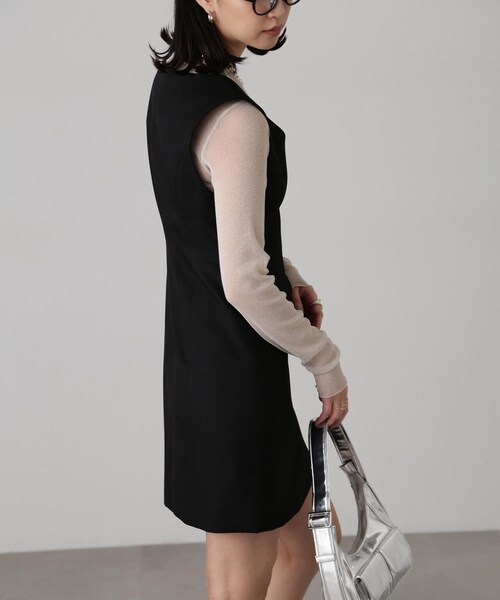 FREE'S MART(フリーズマート)の「ジップ使いミニジャンスカ(ワンピース・レディース・グレー/ブラック/ベージュ・SMALL/MEDIUM)」の4枚目の写真