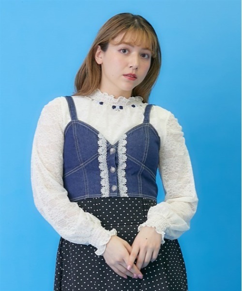 アクシーズファム　音楽モチーフ刺繍ブラウンベスト axes femme（アクシーズファム）の「音符刺繍ベスト（ベスト
