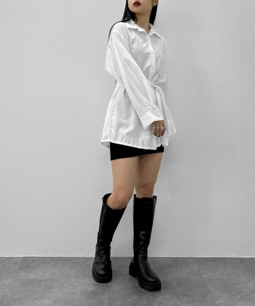 LVEU.】ベルト付きシャツワンピース / ワンピース ワンピ シャツ