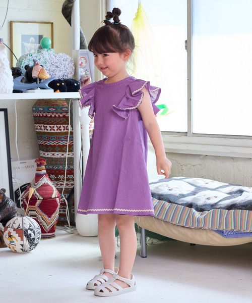 CALMIA(カルミア)の「naminamiリネンワンピース(90~150cm)(ワンピース・キッズ・レッド/パープル/チャコール・100/150/140/130/120/110/90)」の10枚目の写真