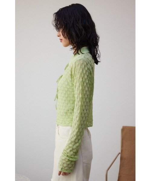 AZUL by moussy（アズールバイマウジー）の「ポップコーンジャガードニット（カーディガン/ボレロ・レディース・ブラック/グレー/ミント・FREE）」の18枚目の写真