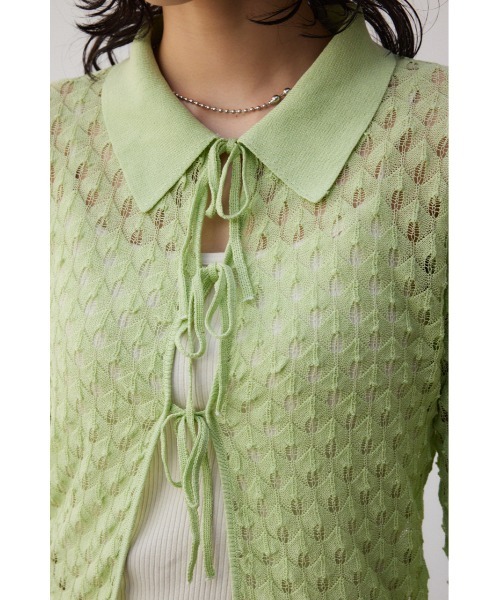 AZUL by moussy（アズールバイマウジー）の「ポップコーンジャガードニット（カーディガン/ボレロ・レディース・ブラック/グレー/ミント・FREE）」の20枚目の写真