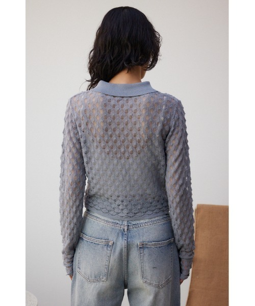 AZUL by moussy（アズールバイマウジー）の「ポップコーンジャガードニット（カーディガン/ボレロ・レディース・ブラック/グレー/ミント・FREE）」の9枚目の写真