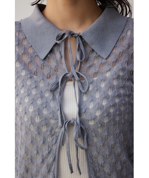 AZUL by moussy（アズールバイマウジー）の「ポップコーンジャガードニット（カーディガン/ボレロ・レディース・ブラック/グレー/ミント・FREE）」の10枚目の写真