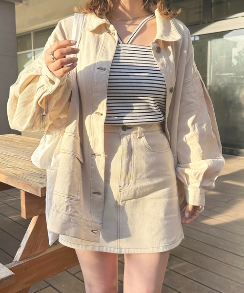 apres jour(アプレジュール)の「【セットアップ可能】デニム台形スカート【ZOZOTOWN限定アイテム】(デニムスカート・レディース・ブラック/アイボリー/ダークインディゴブルー・MEDIUM/SMALL/X-LARGE)」の4枚目の写真