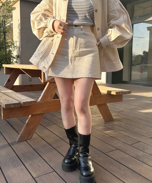 apres jour(アプレジュール)の「【セットアップ可能】デニム台形スカート【ZOZOTOWN限定アイテム】(デニムスカート・レディース・ブラック/アイボリー/ダークインディゴブルー・MEDIUM/SMALL/X-LARGE)」の6枚目の写真