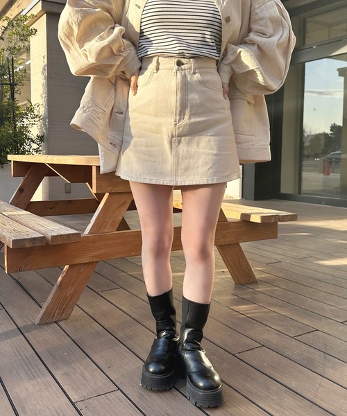 apres jour(アプレジュール)の「【セットアップ可能】デニム台形スカート【ZOZOTOWN限定アイテム】(デニムスカート・レディース・ブラック/アイボリー/ダークインディゴブルー・MEDIUM/SMALL/X-LARGE)」の7枚目の写真