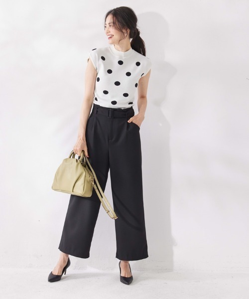M.deux（エムドゥ）の「【上品可愛い】《フレンチドットサマーニット》（ニット/セーター・レディース・オフホワイト/ブラック/モカ・MEDIUM）」の4枚目の写真