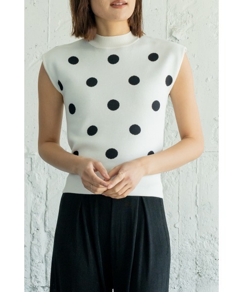 M.deux（エムドゥ）の「【上品可愛い】《フレンチドットサマーニット》（ニット/セーター・レディース・オフホワイト/ブラック/モカ・MEDIUM）」の13枚目の写真