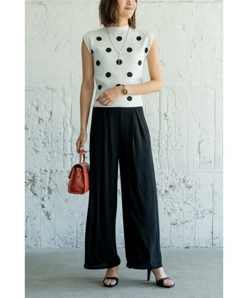 M.deux（エムドゥ）の「【上品可愛い】《フレンチドットサマーニット》（ニット/セーター・レディース・オフホワイト/ブラック/モカ・MEDIUM）」の11枚目の写真