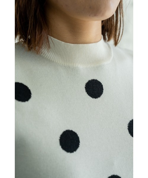 M.deux（エムドゥ）の「【上品可愛い】《フレンチドットサマーニット》（ニット/セーター・レディース・オフホワイト/ブラック/モカ・MEDIUM）」の5枚目の写真