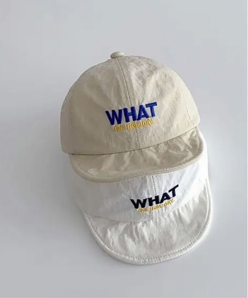 Bambin（ボンバン）の「【 Bambin / ボンバン 】 刺繍  'WHAT' ナイロン キャップ（キャップ・キッズ・ブラック/ホワイト/ベージュ/ブラウン・FREE）」の7枚目の写真