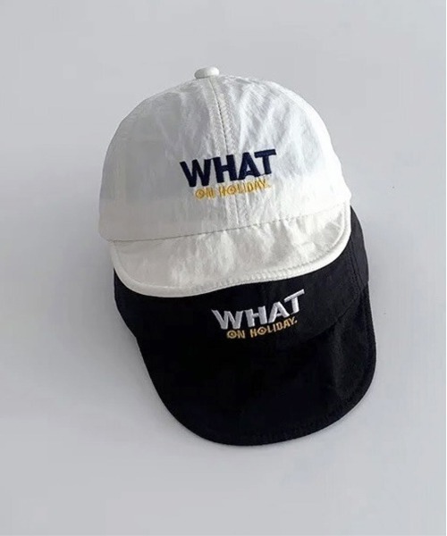 Bambin（ボンバン）の「【 Bambin / ボンバン 】 刺繍  'WHAT' ナイロン キャップ（キャップ・キッズ・ブラック/ホワイト/ベージュ/ブラウン・FREE）」の6枚目の写真