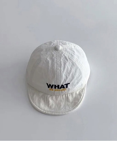 Bambin（ボンバン）の「【 Bambin / ボンバン 】 刺繍  'WHAT' ナイロン キャップ（キャップ・キッズ・ブラック/ホワイト/ベージュ/ブラウン・FREE）」の8枚目の写真