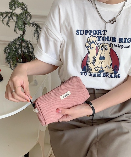 TONE SELECT GOODS（トーンセレクトグッズ）の「urbanfemine./コーデュロイペンケース・ポーチ U7224（ポーチ・レディース・グレー/ブルー/ベージュ/パープル/イエロー/ホワイト/ピンク/グリーン/ダークグリーン/ブラック/ブラウン・FREE）」の11枚目の写真