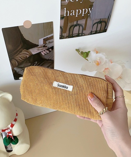 TONE SELECT GOODS（トーンセレクトグッズ）の「urbanfemine./コーデュロイペンケース・ポーチ U7224（ポーチ・レディース・グレー/ブルー/ベージュ/パープル/イエロー/ホワイト/ピンク/グリーン/ダークグリーン/ブラック/ブラウン・FREE）」の10枚目の写真