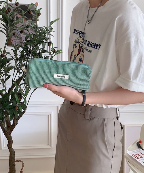 TONE SELECT GOODS（トーンセレクトグッズ）の「urbanfemine./コーデュロイペンケース・ポーチ U7224（ポーチ・レディース・グレー/ブルー/ベージュ/パープル/イエロー/ホワイト/ピンク/グリーン/ダークグリーン/ブラック/ブラウン・FREE）」の7枚目の写真