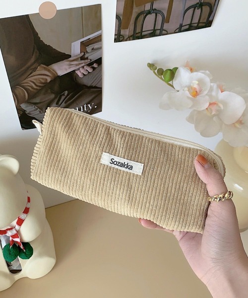 TONE SELECT GOODS（トーンセレクトグッズ）の「urbanfemine./コーデュロイペンケース・ポーチ U7224（ポーチ・レディース・グレー/ブルー/ベージュ/パープル/イエロー/ホワイト/ピンク/グリーン/ダークグリーン/ブラック/ブラウン・FREE）」の12枚目の写真