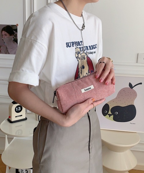 TONE SELECT GOODS（トーンセレクトグッズ）の「urbanfemine./コーデュロイペンケース・ポーチ U7224（ポーチ・レディース・グレー/ブルー/ベージュ/パープル/イエロー/ホワイト/ピンク/グリーン/ダークグリーン/ブラック/ブラウン・FREE）」の19枚目の写真