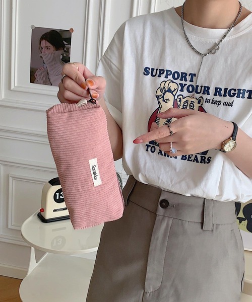 TONE SELECT GOODS（トーンセレクトグッズ）の「urbanfemine./コーデュロイペンケース・ポーチ U7224（ポーチ・レディース・グレー/ブルー/ベージュ/パープル/イエロー/ホワイト/ピンク/グリーン/ダークグリーン/ブラック/ブラウン・FREE）」の20枚目の写真