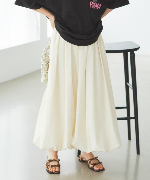 VIS(ビス)の「【洗える】ギャザーバルーンスカート(スカート・レディース・キナリ/ブラック/オリーブ・FREE)」の1枚目の写真