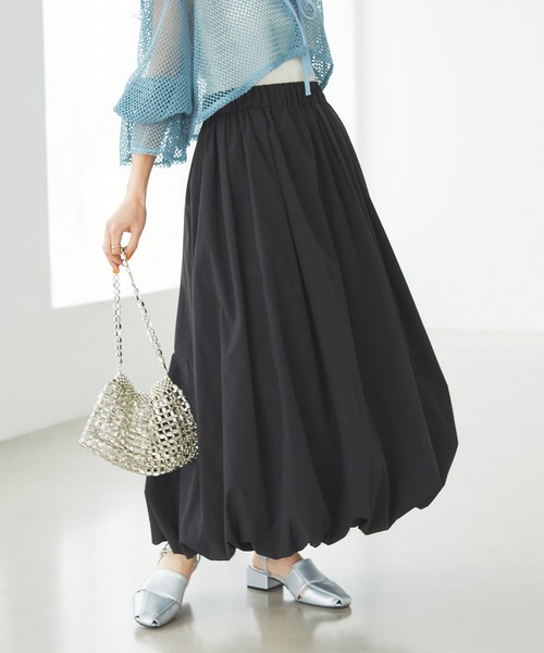 VIS(ビス)の「【洗える】ギャザーバルーンスカート(スカート・レディース・キナリ/ブラック/オリーブ・FREE)」の2枚目の写真