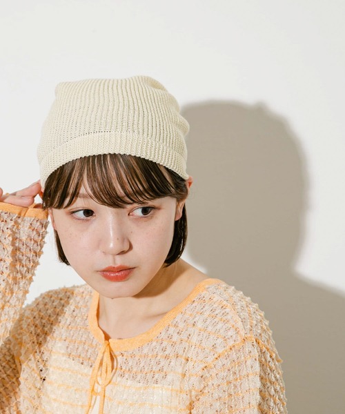 KBF（ケイビーエフ）の「サマーニットビーニー（ニットキャップ/ビーニー・レディース・チャコールグレー/アイボリー・ONE）」の15枚目の写真