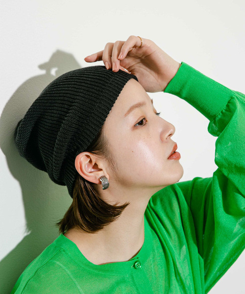 KBF（ケイビーエフ）の「サマーニットビーニー（ニットキャップ/ビーニー・レディース・チャコールグレー/アイボリー・ONE）」の8枚目の写真