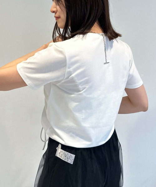 archives（アルシーヴ）の「ギャザーリボンＴシャツ（Tシャツ/カットソー・レディース・オフホワイト/ブラック/グレー・MEDIUM）」の7枚目の写真