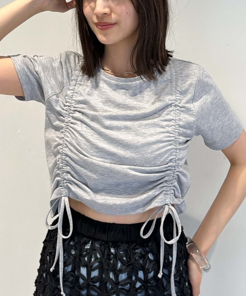 archives（アルシーヴ）の「ギャザーリボンＴシャツ（Tシャツ/カットソー・レディース・オフホワイト/ブラック/グレー・MEDIUM）」の11枚目の写真