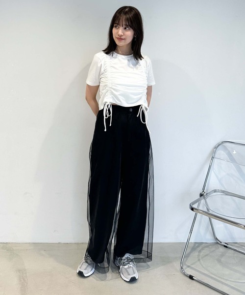 archives（アルシーヴ）の「ギャザーリボンＴシャツ（Tシャツ/カットソー・レディース・オフホワイト/ブラック/グレー・MEDIUM）」の8枚目の写真