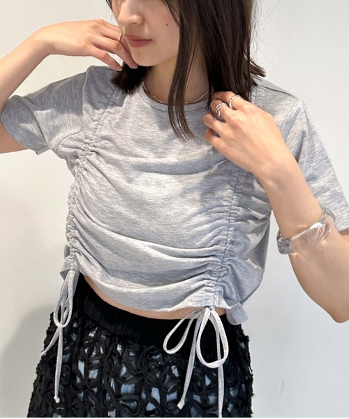 archives（アルシーヴ）の「ギャザーリボンＴシャツ（Tシャツ/カットソー・レディース・オフホワイト/ブラック/グレー・MEDIUM）」の13枚目の写真