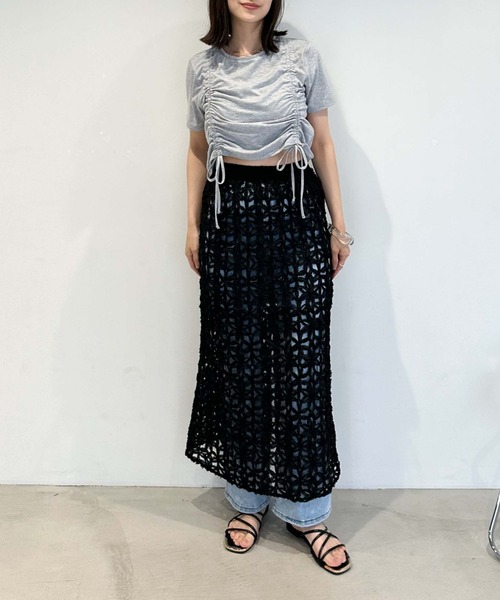 archives（アルシーヴ）の「ギャザーリボンＴシャツ（Tシャツ/カットソー・レディース・オフホワイト/ブラック/グレー・MEDIUM）」の15枚目の写真