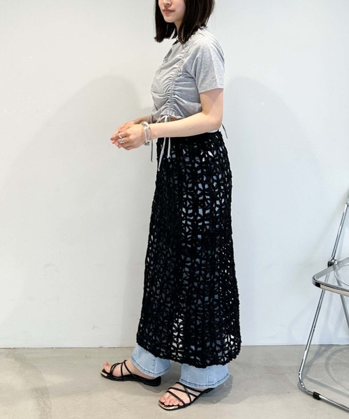 archives（アルシーヴ）の「ギャザーリボンＴシャツ（Tシャツ/カットソー・レディース・オフホワイト/ブラック/グレー・MEDIUM）」の16枚目の写真