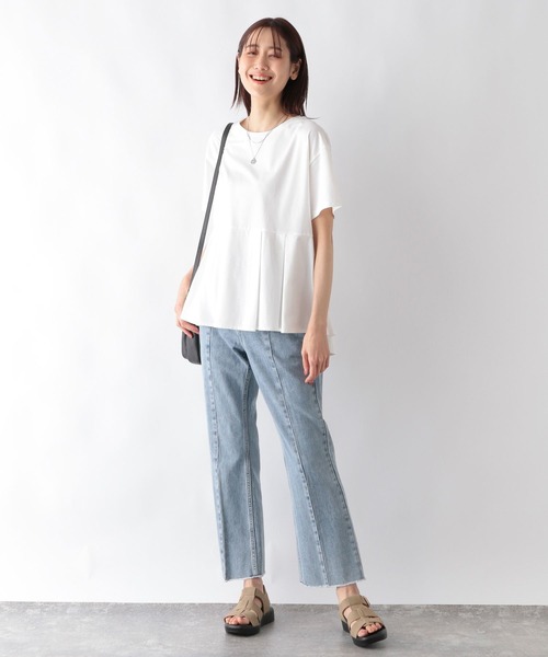 GLOBAL WORK(グローバルワーク)の「快適ペプラムプルオーバー半袖/987168(Tシャツ/カットソー・レディース・ブラック/チャコールグレー/モカ/オフホワイト/ミント・MEDIUM/LARGE)」の6枚目の写真