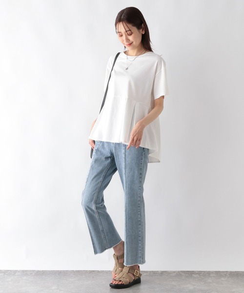 GLOBAL WORK(グローバルワーク)の「快適ペプラムプルオーバー半袖/987168(Tシャツ/カットソー・レディース・ブラック/チャコールグレー/モカ/オフホワイト/ミント・MEDIUM/LARGE)」の7枚目の写真