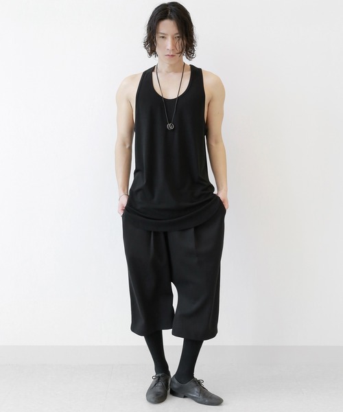 minsobi（ミンソビ）の「レイヤードロングタンクトップ（タンクトップ・メンズ・ブラック/ホワイト・FREE）」の22枚目の写真