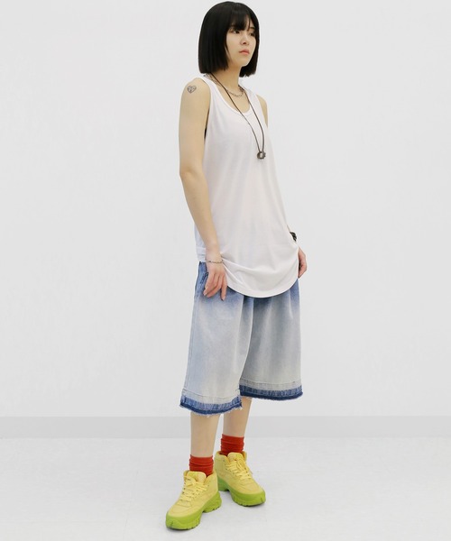 minsobi（ミンソビ）の「レイヤードロングタンクトップ（タンクトップ・メンズ・ブラック/ホワイト・FREE）」の14枚目の写真