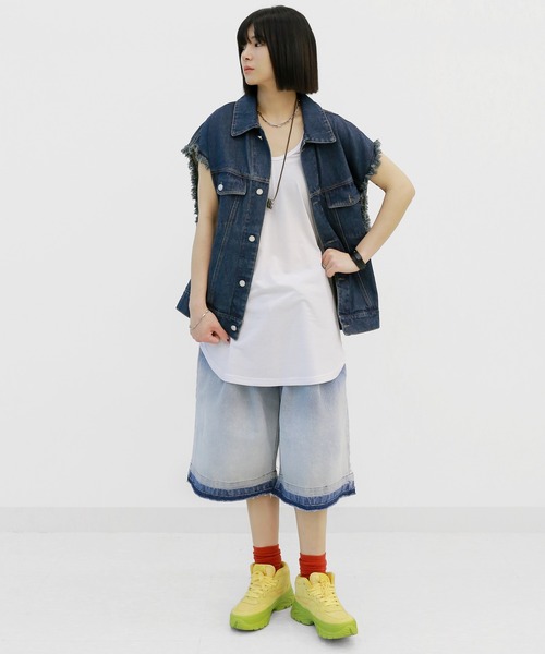 minsobi（ミンソビ）の「レイヤードロングタンクトップ（タンクトップ・メンズ・ブラック/ホワイト・FREE）」の16枚目の写真