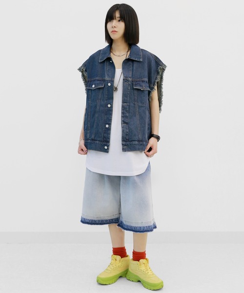 minsobi（ミンソビ）の「レイヤードロングタンクトップ（タンクトップ・メンズ・ブラック/ホワイト・FREE）」の17枚目の写真