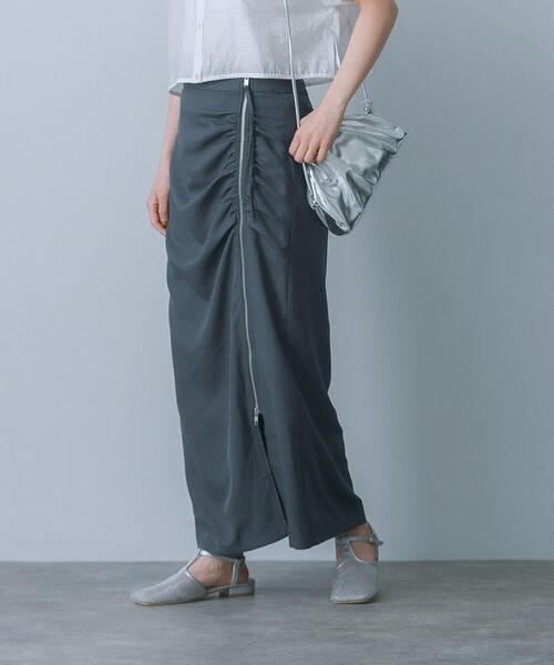 HEYUMM（ヘユム）の「ジップデザインナロースカート（スカート・レディース・ネイビー/ブラック/ライトベージュ・SMALL/MEDIUM）」の3枚目の写真