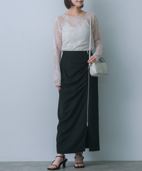 HEYUMM（ヘユム）の「ジップデザインナロースカート（スカート・レディース・ネイビー/ブラック/ライトベージュ・SMALL/MEDIUM）」の22枚目の写真