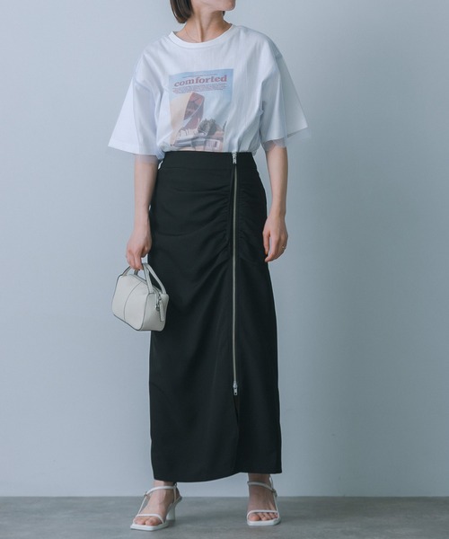 HEYUMM（ヘユム）の「ジップデザインナロースカート（スカート・レディース・ネイビー/ブラック/ライトベージュ・SMALL/MEDIUM）」の19枚目の写真