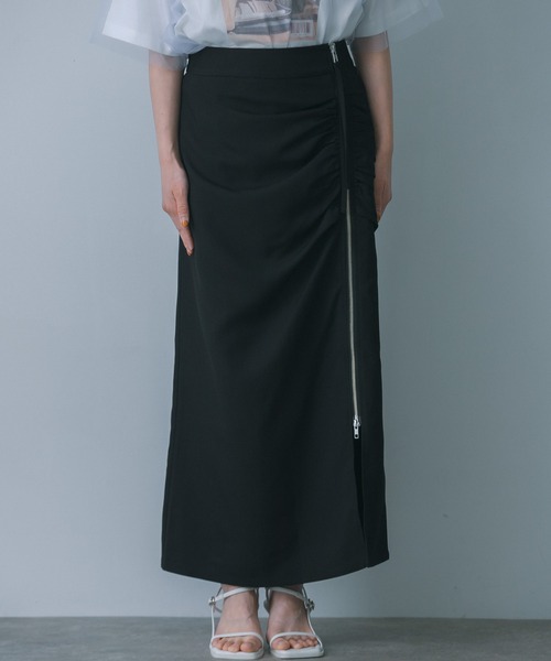HEYUMM（ヘユム）の「ジップデザインナロースカート（スカート・レディース・ネイビー/ブラック/ライトベージュ・SMALL/MEDIUM）」の6枚目の写真